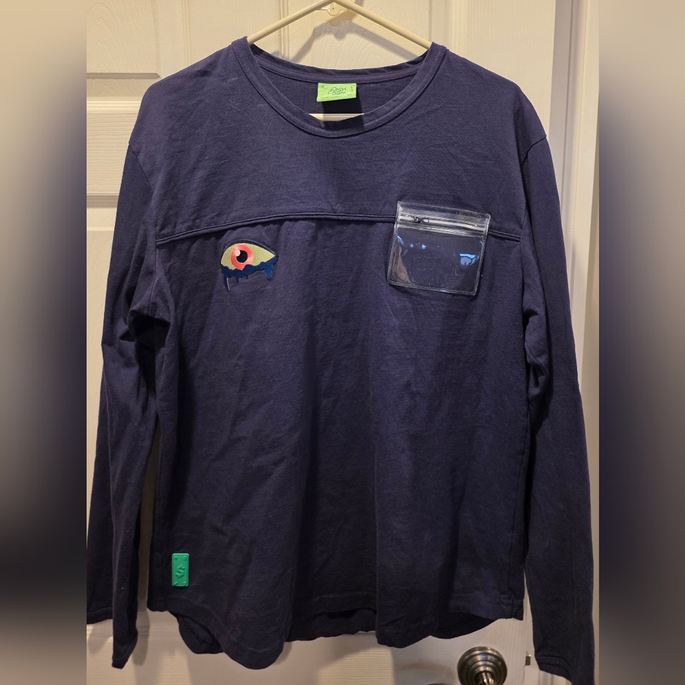 NEW Cash by Cash App Navy Blue Long Sleeve Embroidered Eye Graphic XXL